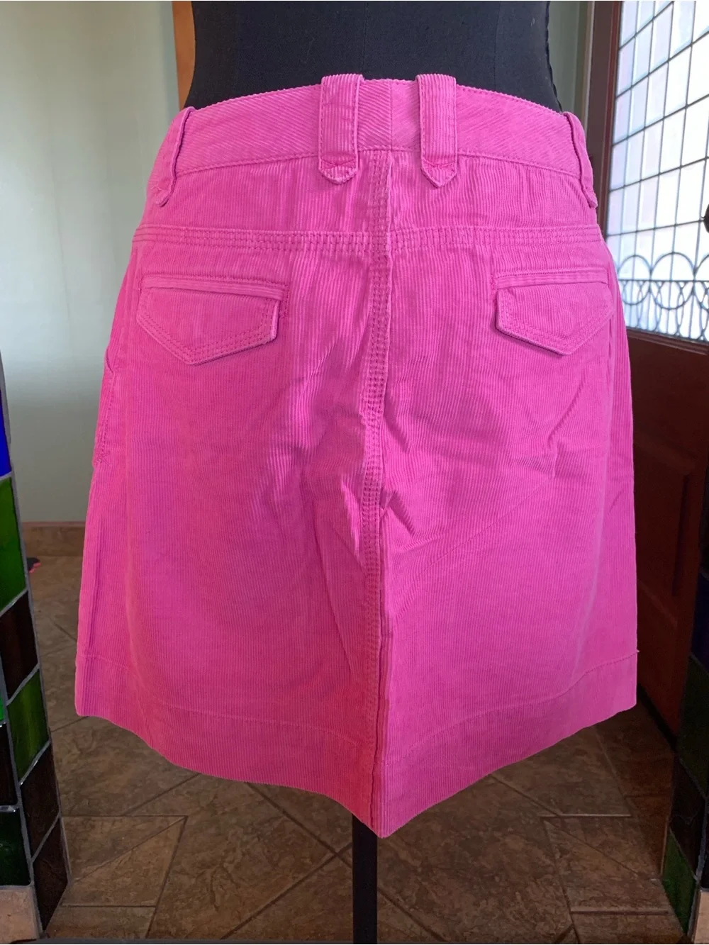 J CREW CORDUROY MINI SKIRT AZALEA New With Tags Size 10 TICKET POCKETS
